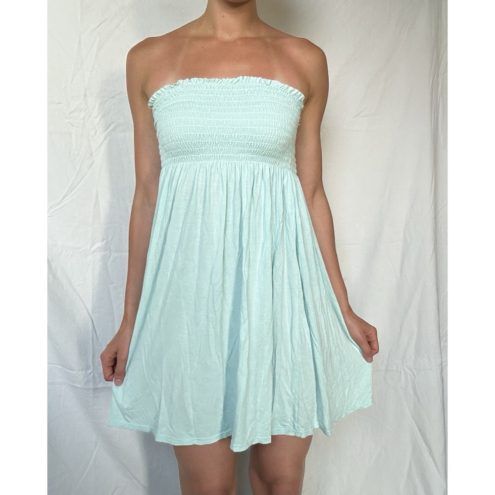 2000s Aqua Blue Babydoll Dress Coquette Ditsy Fairy Dainty Coconut Girl Beach
